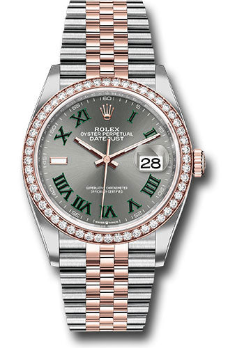 Rolex Everose Rolesor Datejust 36 Watch - Diamond Bezel - Slate Roman Dial - Jubilee Bracelet - 126281rbr slgrj